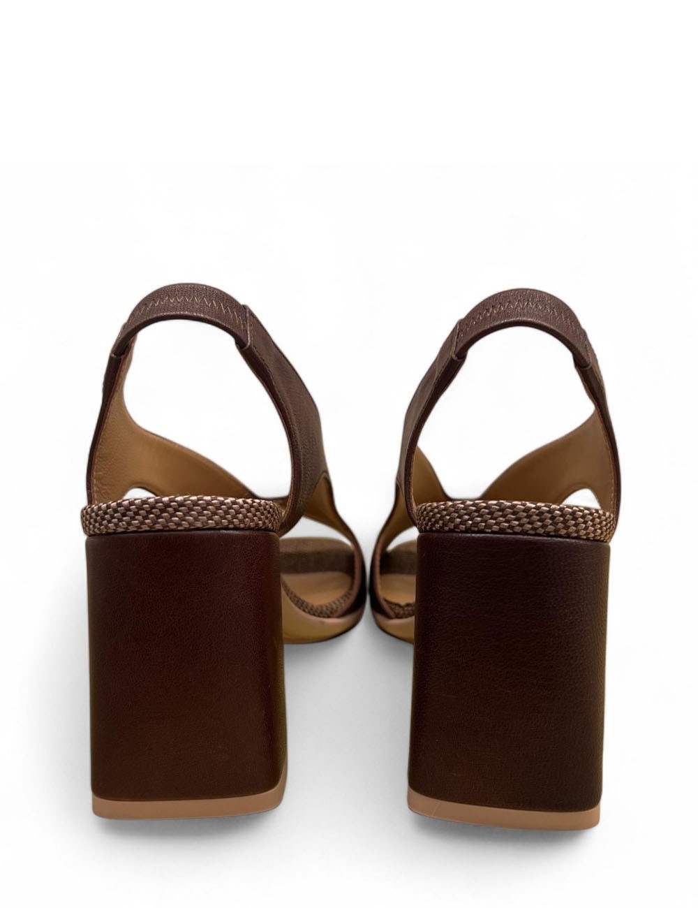 Sandalo slingback in pelle cacao
