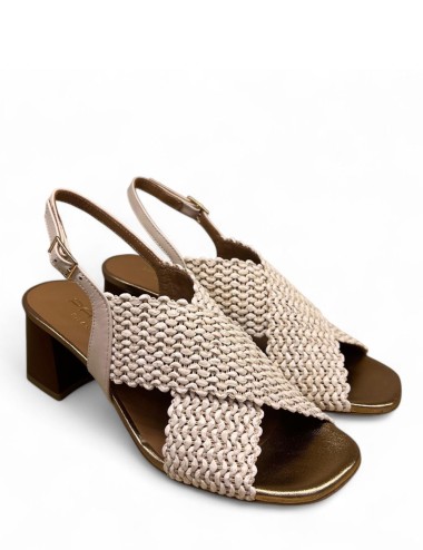 Sandalo slingback a fasce incrociate corda