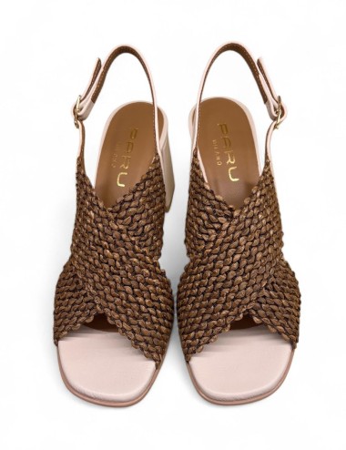 Sandalo slingback a fasce incrociate bronzo bianco