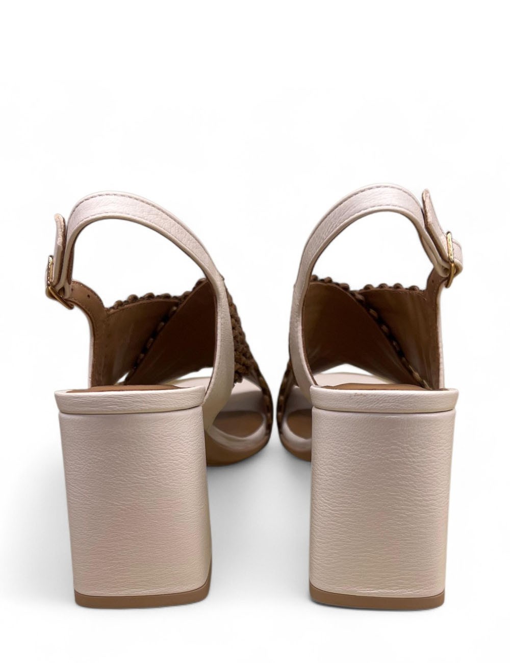 Sandalo slingback a fasce incrociate bronzo bianco