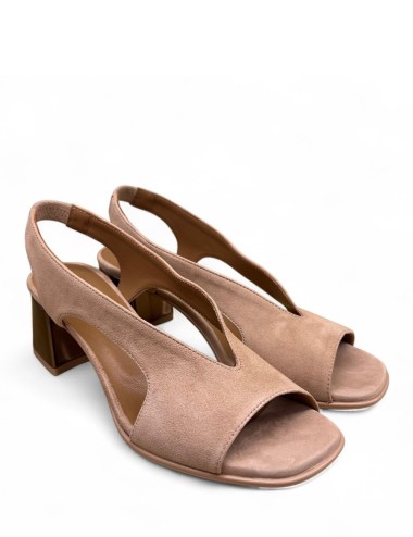 Sandalo slingback scamosciato nocciola