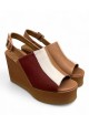 Zeppe in pelle con fascia tricolore con cinturino cuoio