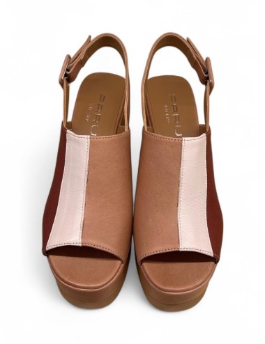 Zeppe in pelle con fascia tricolore con cinturino cuoio