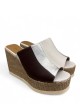 Zeppe in pelle con fascia tricolore corda
