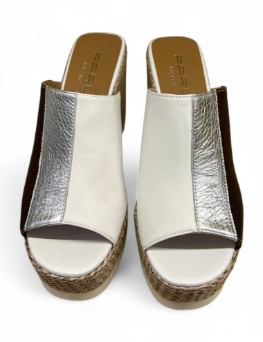 Zeppe in pelle con fascia tricolore corda