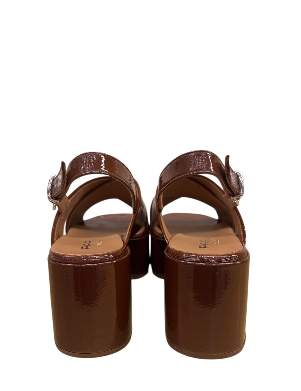 Zeppe in pelle a fasce incrociate con cinturino cuoio