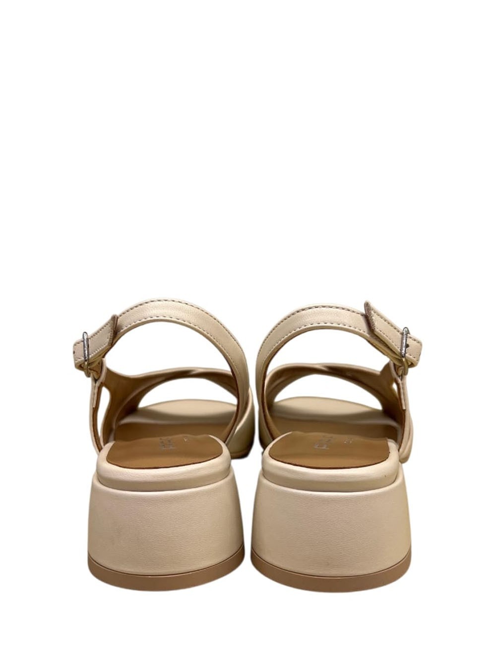 Sandalo slingback in pelle a fasce incrociate beige