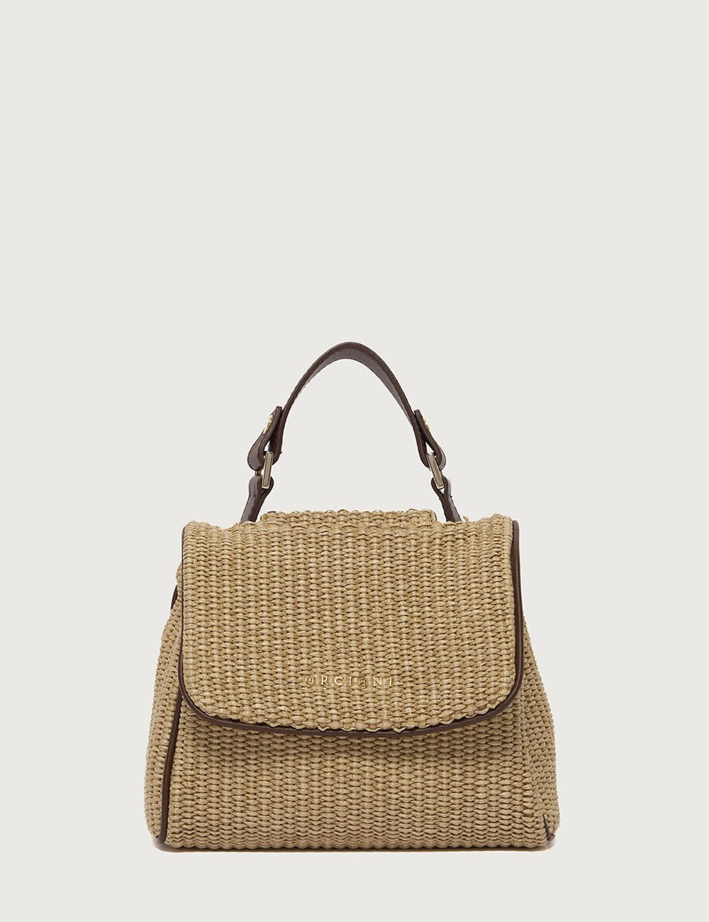 Sveva Zanzibar Mini fabric and leather handbag biscuit