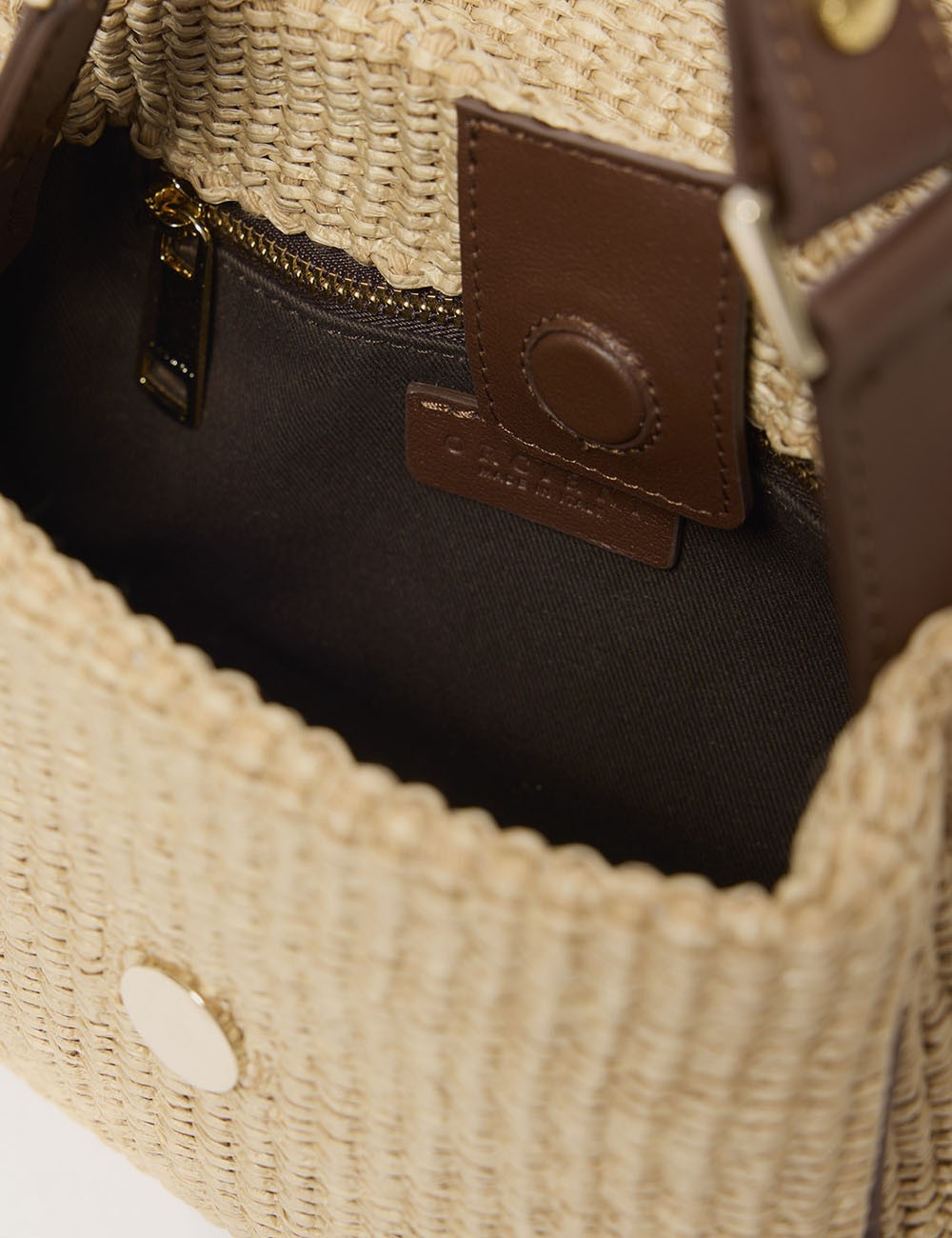 Sveva Zanzibar Mini fabric and leather handbag biscuit