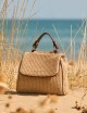 Borsa Sveva Zanzibar Mini a mano in tessuto e pelle biscotto