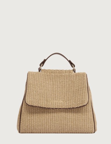 Sveva Zanzibar Small fabric and leather handbag biscuit