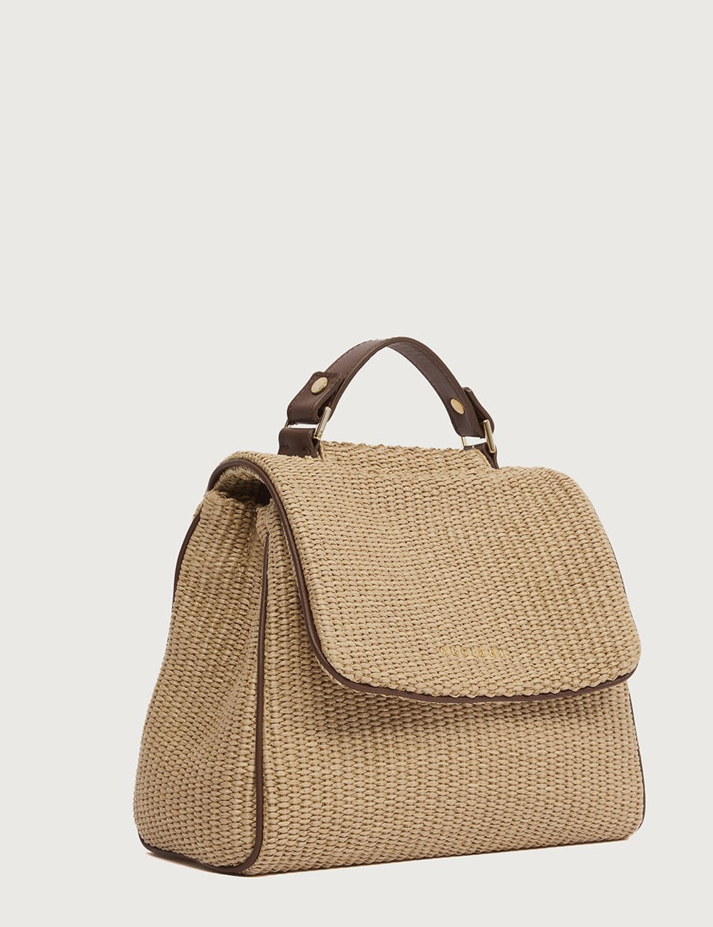Todo Zanzibar Large fabric and leather shoulder bag biscuit