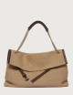 Venus Zanzibar Large fabric and leather shoulder bag biscuit