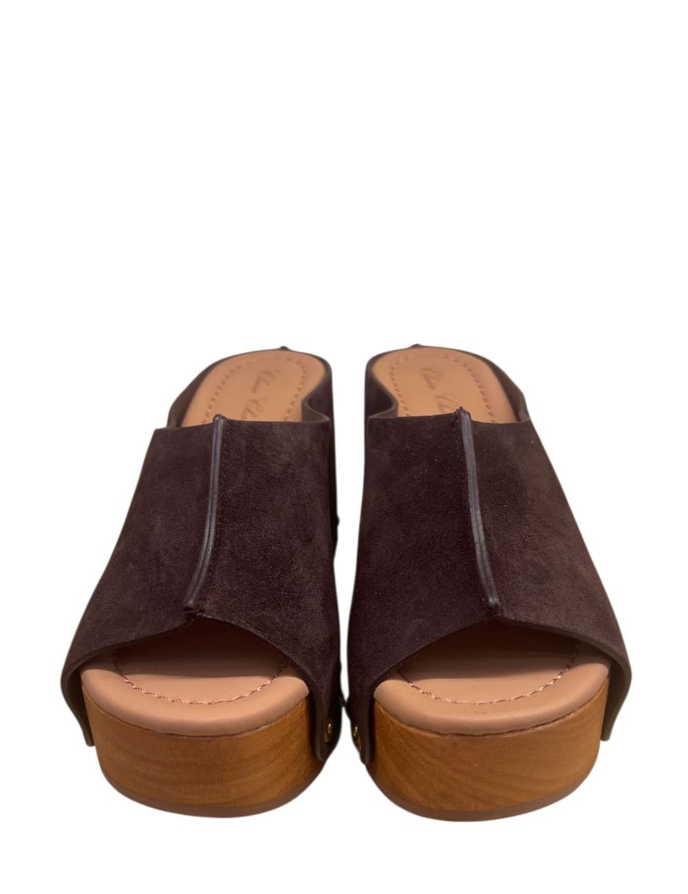 Zoccolo in legno Elise Contrast camoscio moka