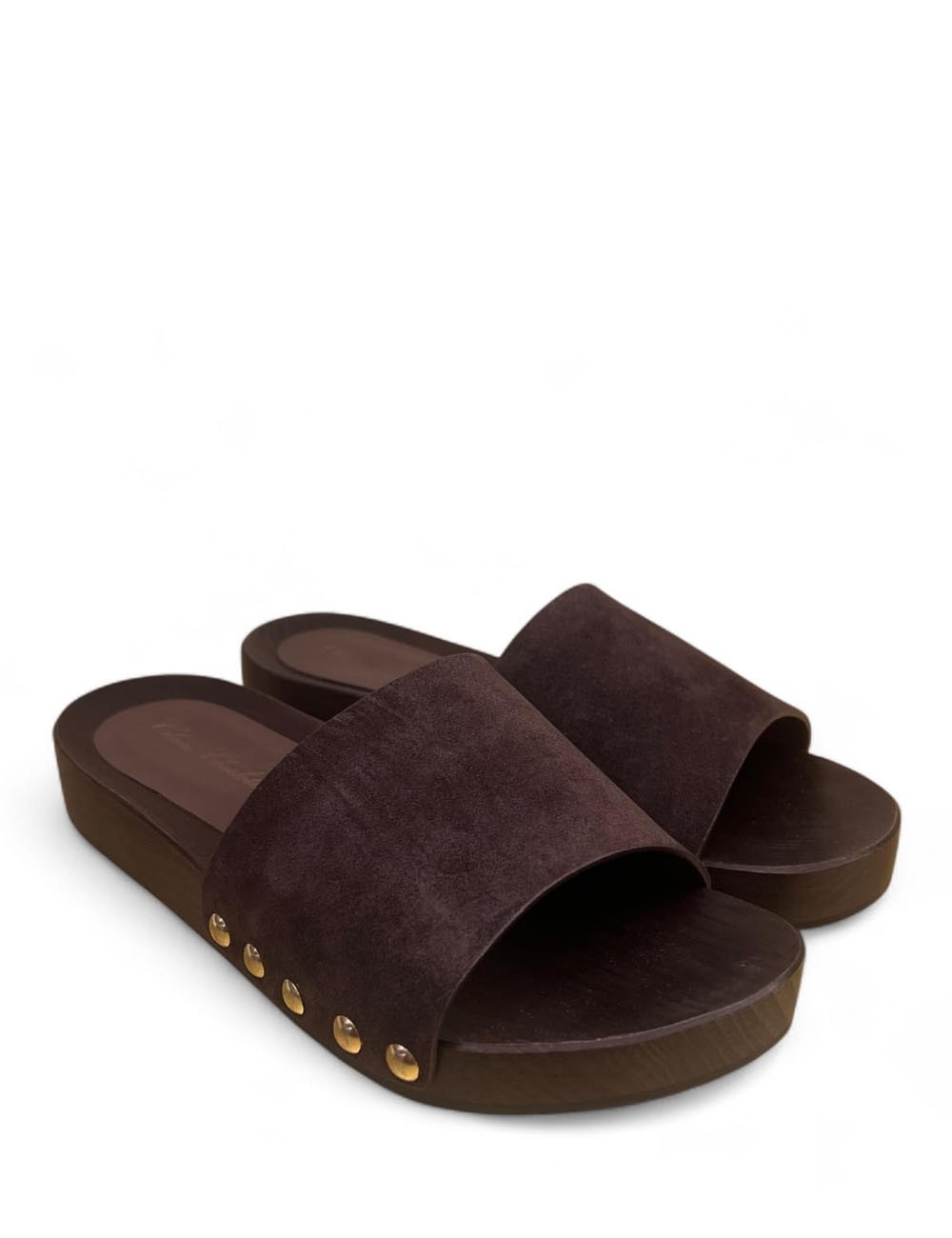 Sandalo in legno Alma Charol scamosciato moka