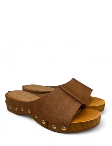Sandalo in legno Luna scamosciato brandy