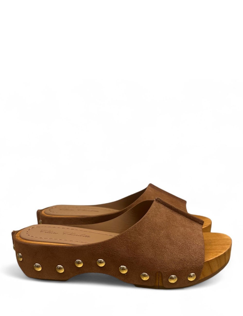 Sandalo in legno Luna scamosciato brandy