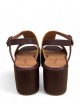 Zeppe in pelle tricolore con cinturino marrone