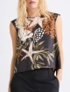Top smanicato in cotone stretch nero