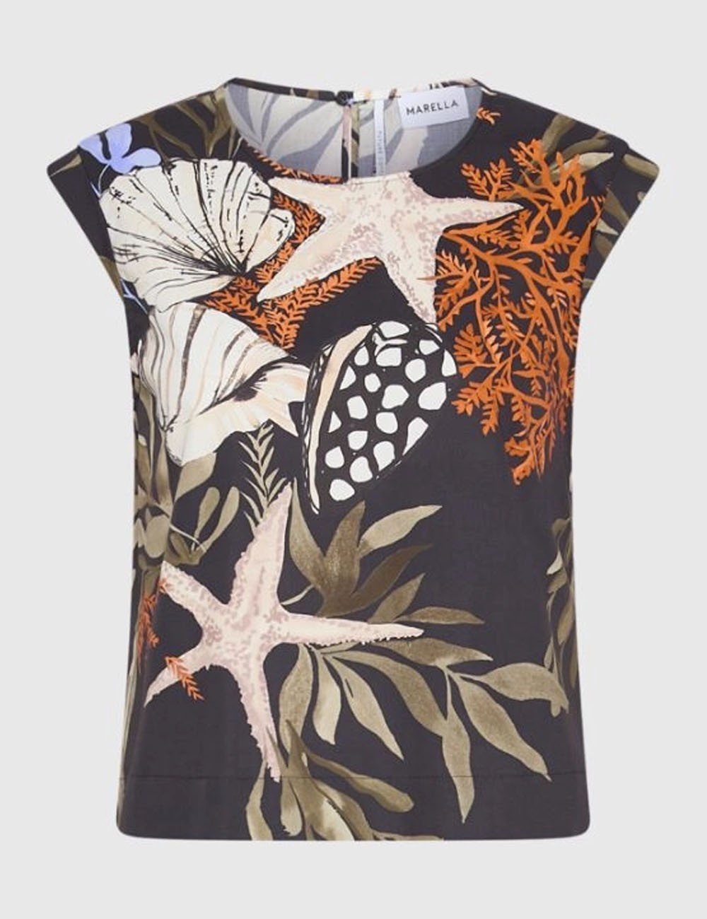 Top smanicato in cotone stretch nero