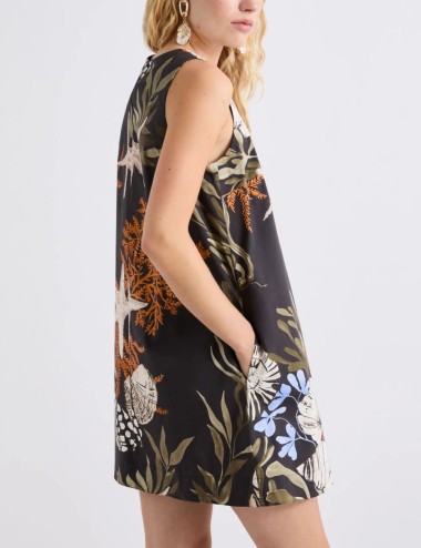 Sleeveless poplin dress black