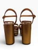 Sandalo JOLLY con plateau in pelle marrone tacco oro