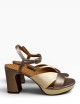 Sandalo KACTO con plateau in pelle avorio tacco iron