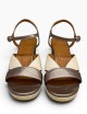 Sandalo KACTO con plateau in pelle avorio tacco iron