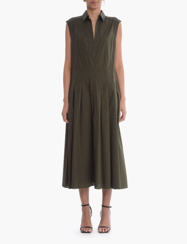 NEW Sleeveless Dress in Stretch Cotton Poplin green