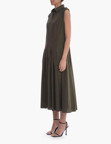 NEW Sleeveless Dress in Stretch Cotton Poplin green