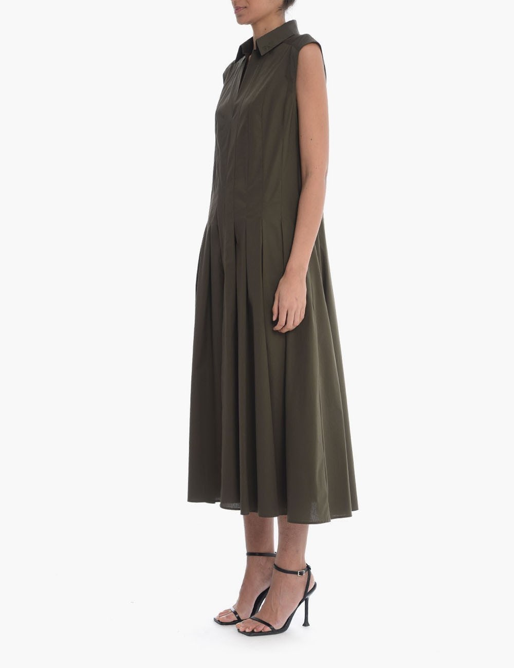 NEW Sleeveless Dress in Stretch Cotton Poplin green