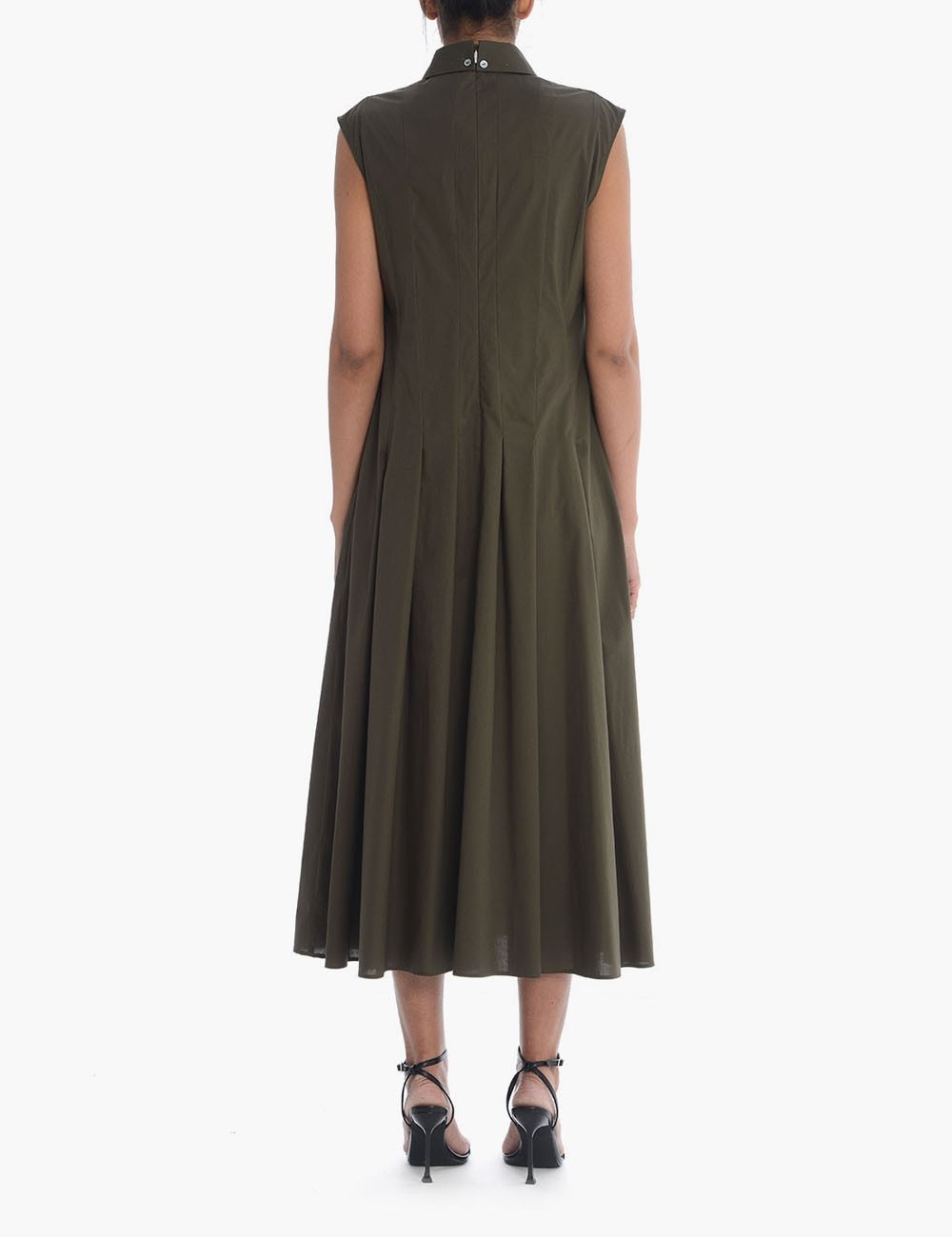 NEW Sleeveless Dress in Stretch Cotton Poplin green