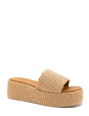 Sandali con zeppa in Rafia Thea Beige