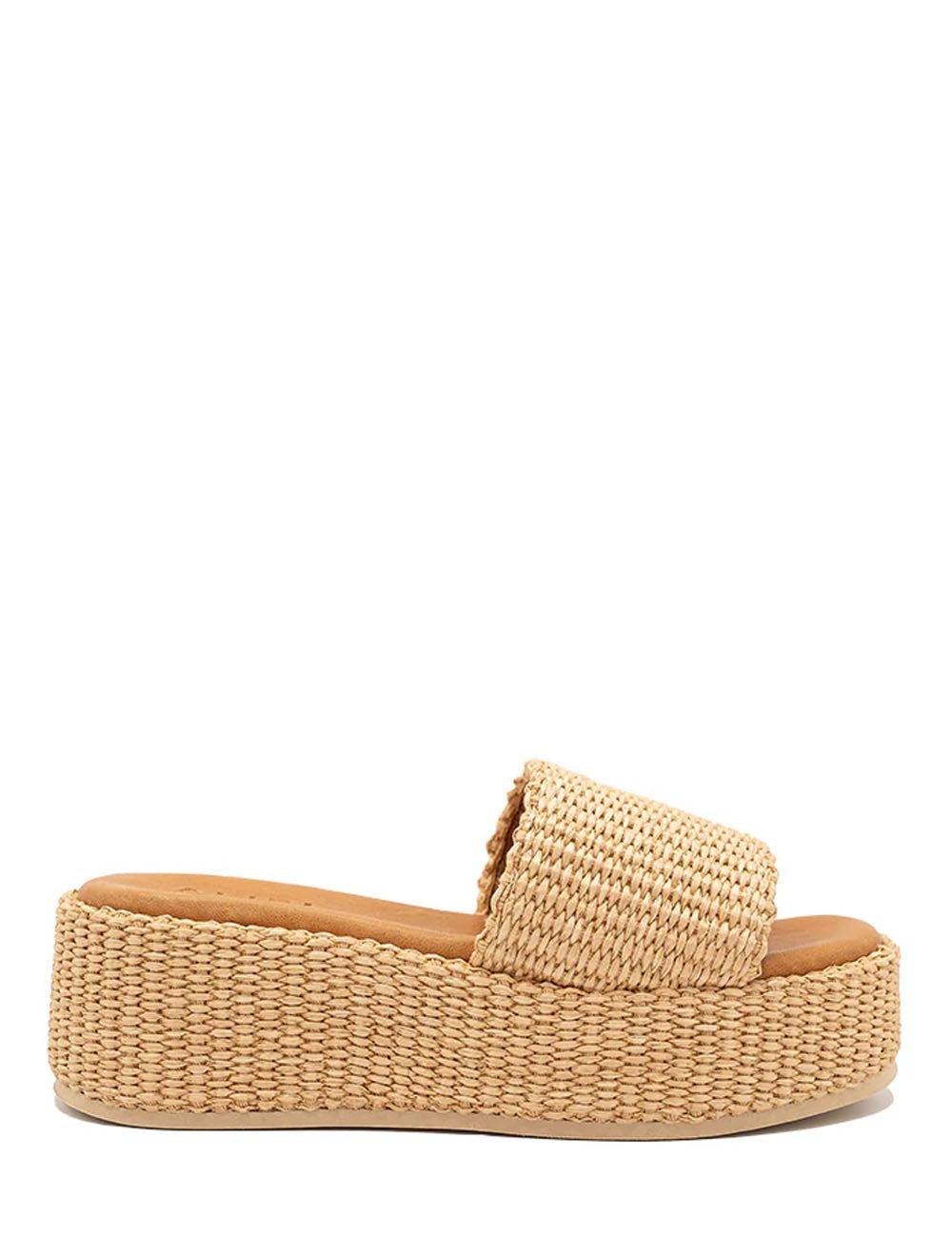 Sandali con zeppa in Rafia Thea Beige