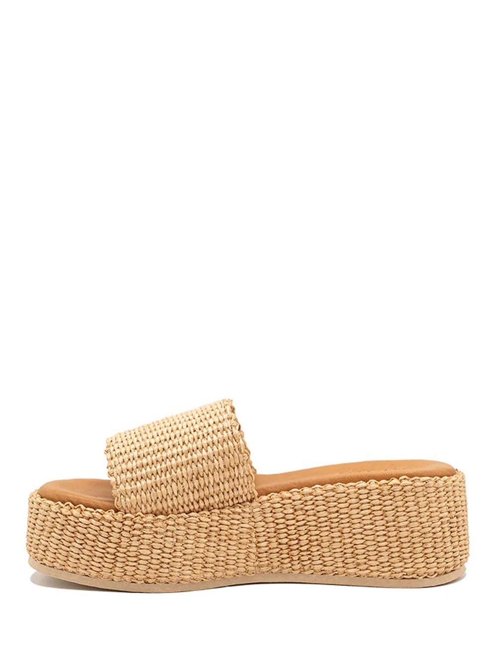 Sandali con zeppa in Rafia Thea Beige