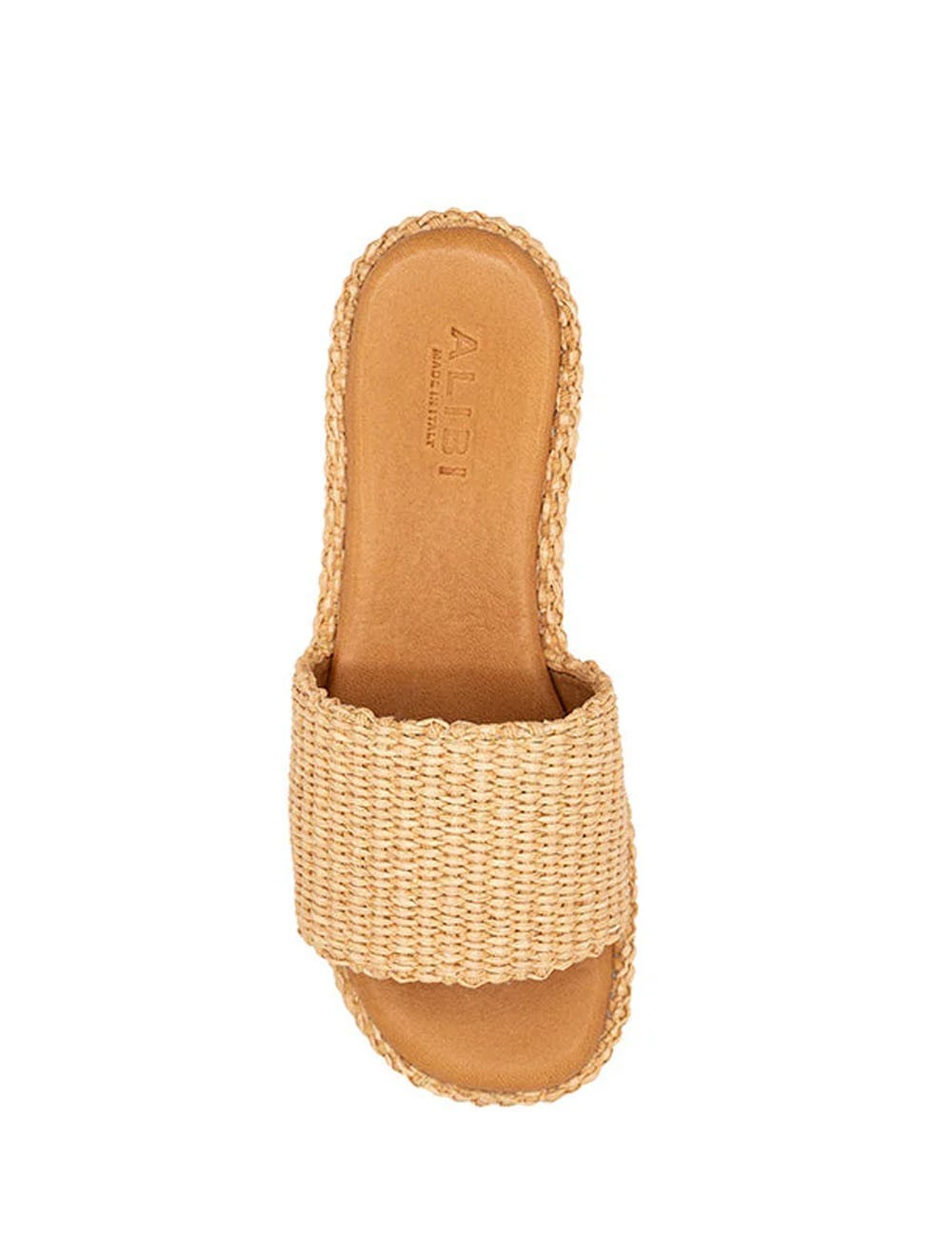 Sandali con zeppa in Rafia Thea Beige