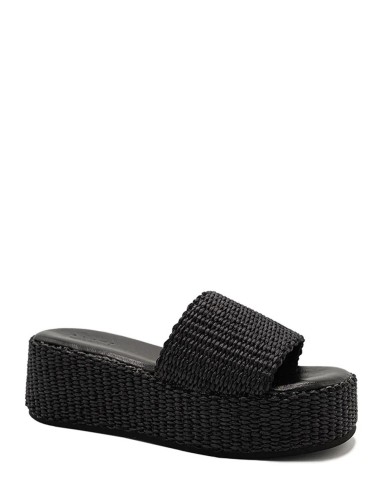 Sandali con zeppa in Rafia Thea Black