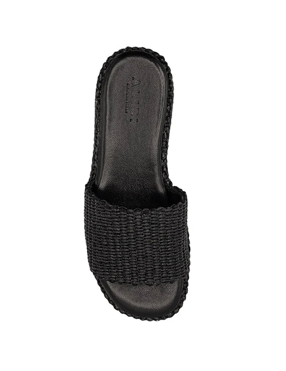 Sandali con zeppa in Rafia Thea Black