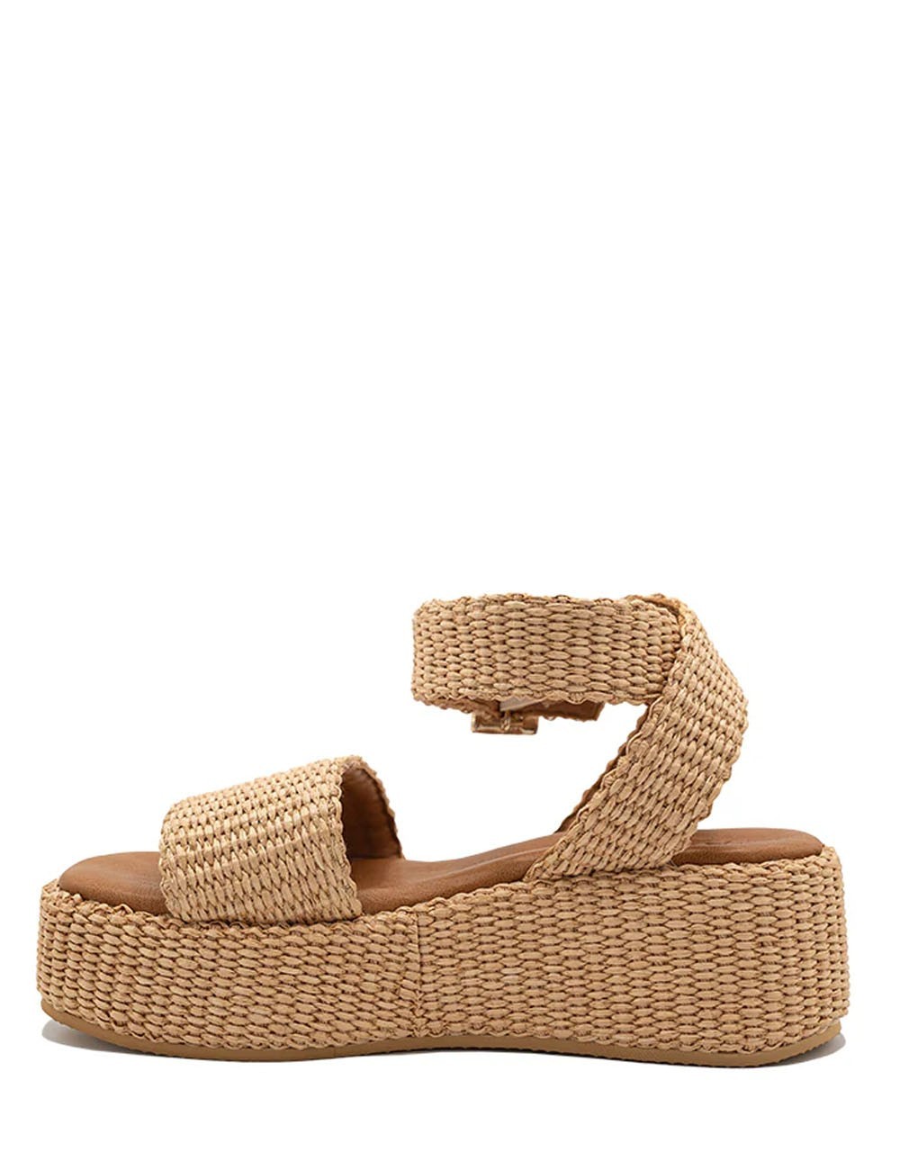 Sandali con zeppa in Rafia Terry Beige