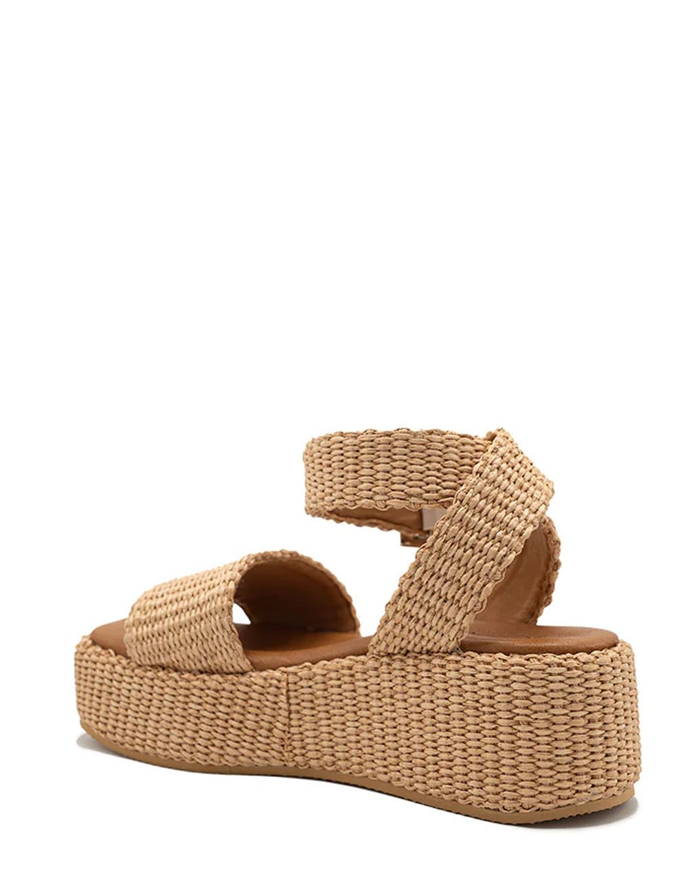 Sandali con zeppa in Rafia Terry Beige