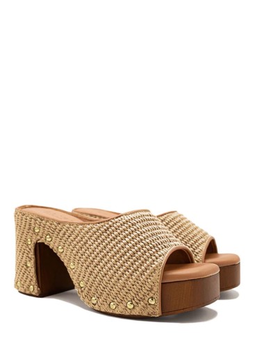 Zoccoli in Rafia Amelia Beige