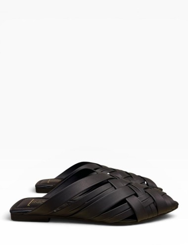 Ciabatta a fasce intrecciate in pelle black