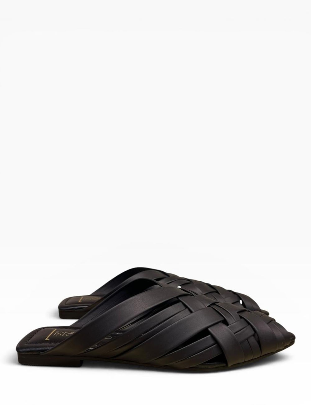 Ciabatta a fasce intrecciate in pelle black