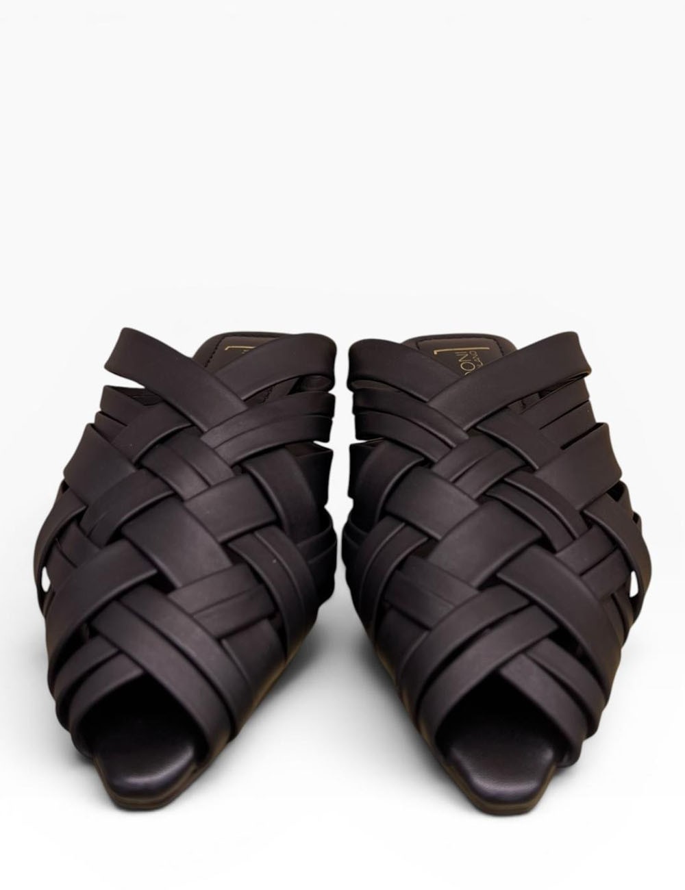 Ciabatta a fasce intrecciate in pelle black