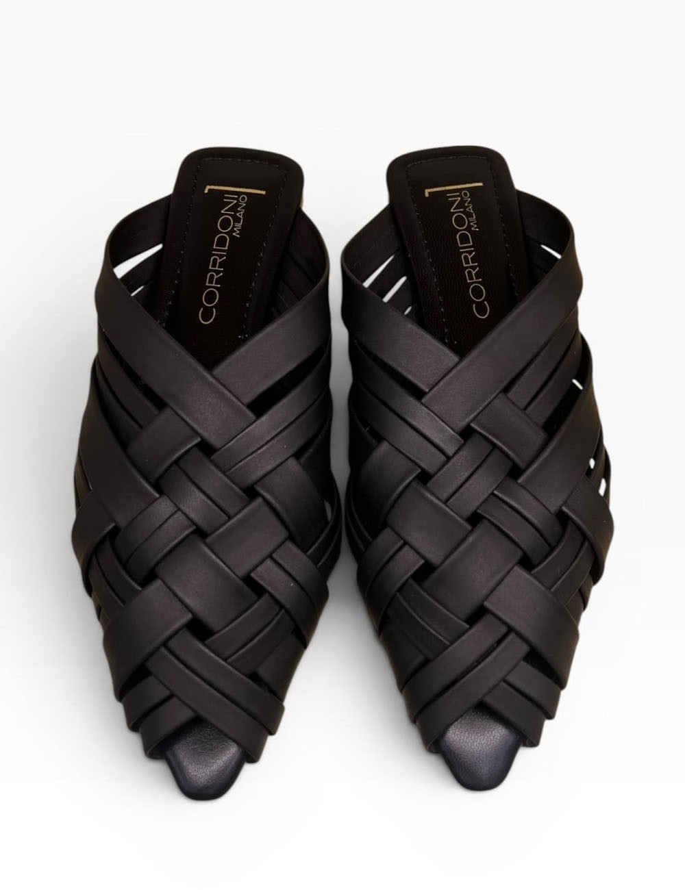 Ciabatta a fasce intrecciate in pelle black