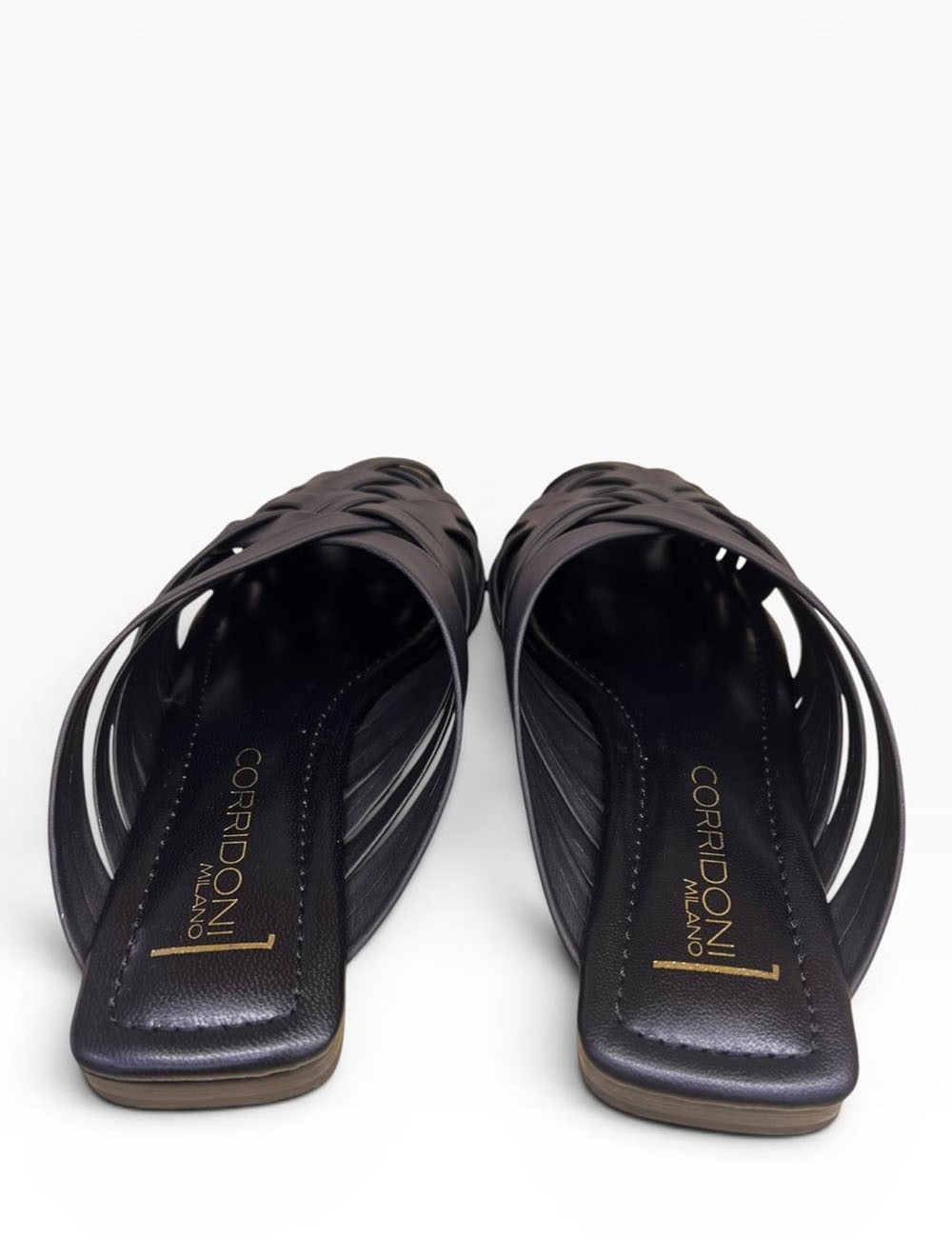 Ciabatta a fasce intrecciate in pelle black