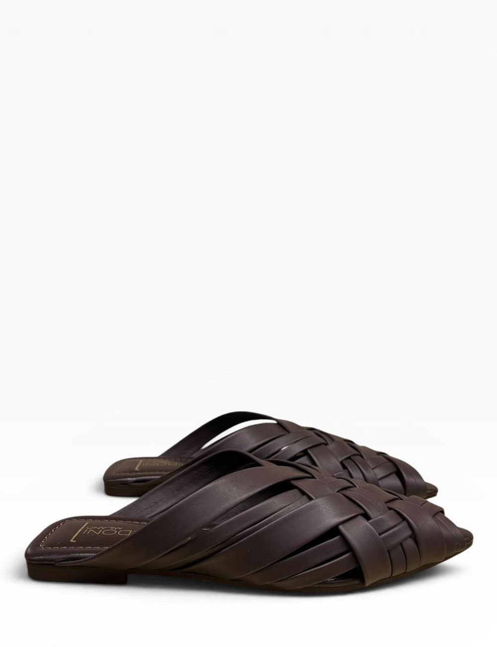 Ciabatta a fasce intrecciate in pelle chocolate