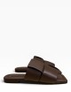 Ciabatta con fascia intrecciata in pelle marrone