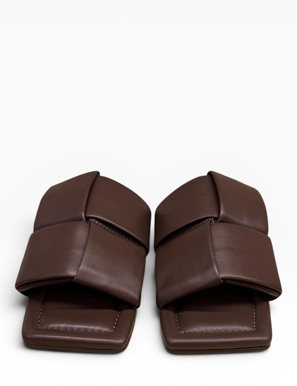 Ciabatta con fascia intrecciata in pelle chocolate