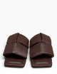 Ciabatta con fascia intrecciata in pelle marrone
